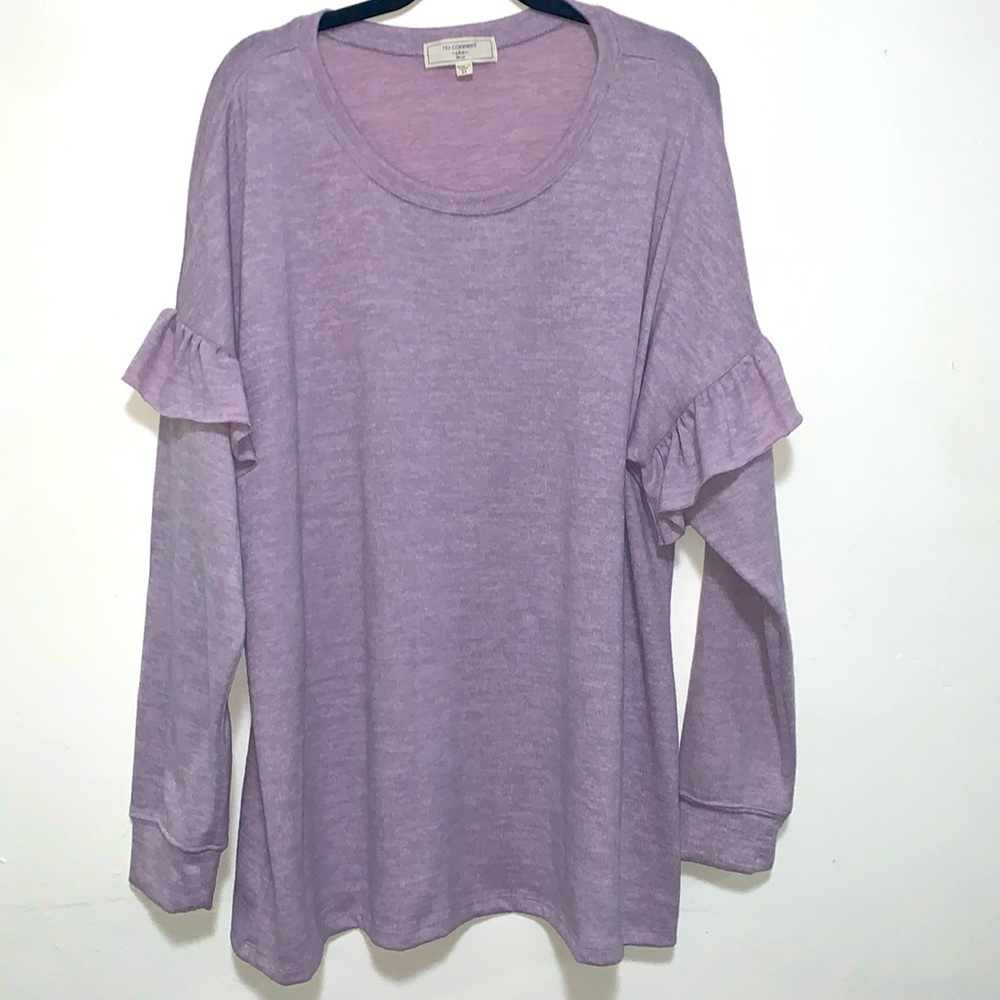 No Comment plus size woman 3X sweater shirt long sleeve lavender color